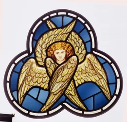 Fenster mit einem vielgeflügelten Engel, hergestellt von der William Morris Fabrik, 1870